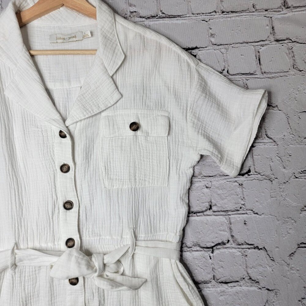 Bishop‎ Young White Gauze Short Sleeve Belted Romper Size S - Picture 8 of 10